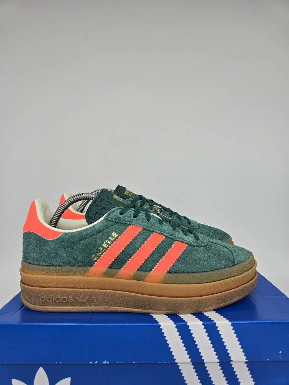 Adidas Gazelle Bold JQ7408 Collegiate Green Signal Coral Shoes Women's Size 8